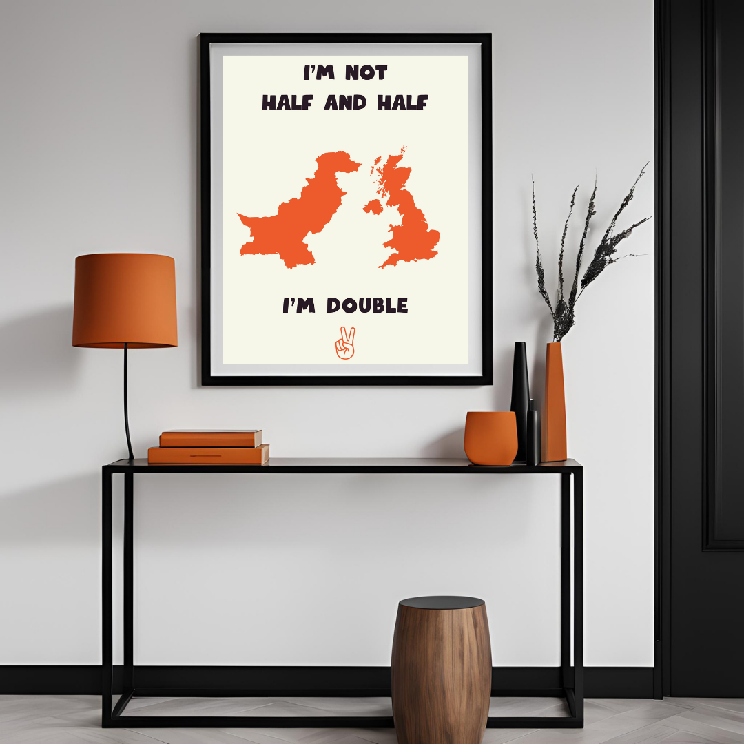 Double the Culture Personalised Poster, Celebrates Mixed Heritage and Biracial Identity, 'I'm Not Half and Half, I'm Double'