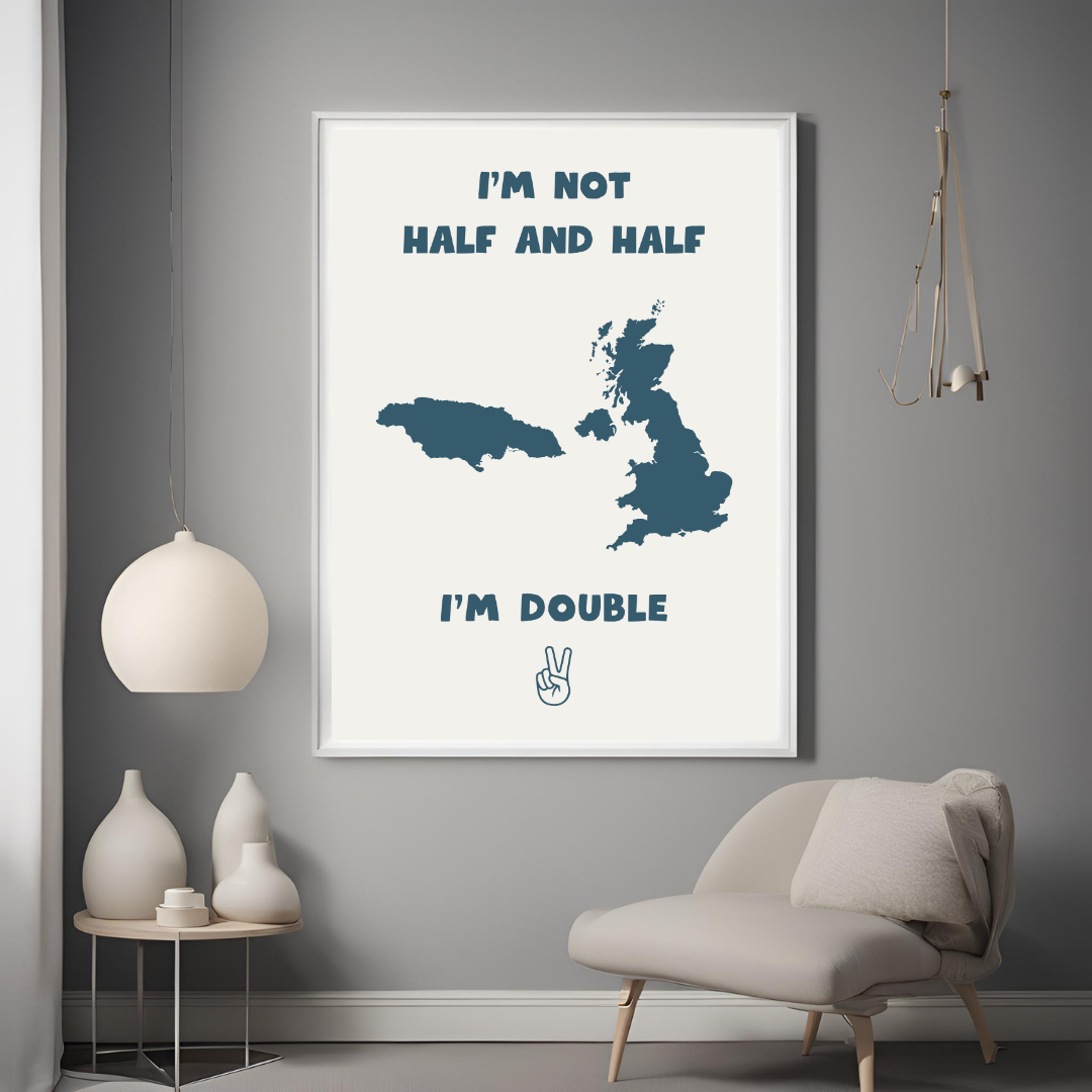 Double the Culture Personalised Poster, Celebrates Mixed Heritage and Biracial Identity, 'I'm Not Half and Half, I'm Double'