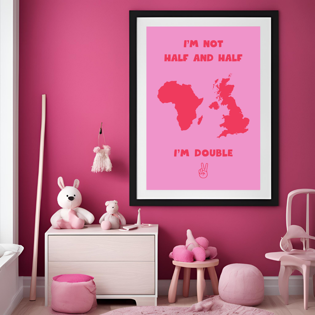 Double the Culture Personalised Poster, Celebrates Mixed Heritage and Biracial Identity, 'I'm Not Half and Half, I'm Double'