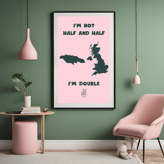 Double the Culture Personalised Poster, Celebrates Mixed Heritage and Biracial Identity, 'I'm Not Half and Half, I'm Double'